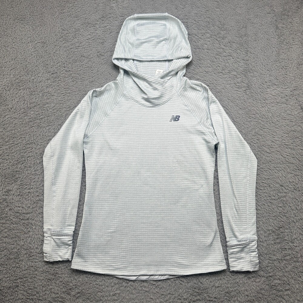 New Balance Hoodie Womens M Light Gray Grid Impact Run Running Sweater
